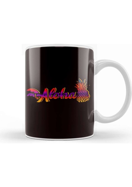 Aloha Pineapple Hawaii Tropical Beach Summer Island Ocean Kupa Bardak Porselen
