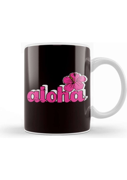 Aloha Hibiscus Hawaii Island Ocean Summer Travel Beach Trip Kupa Bardak Porselen
