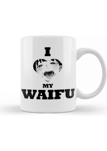 Hentai I Love My Waifu Black Kupa Bardak Porselen