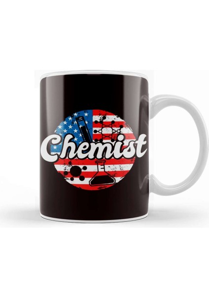 Chemist Us American Flag Scientist Chemistry Science Clinic Kupa Bardak Porselen