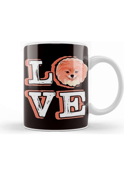 Love Pomeranian Puppy Pommy Pom German Spitz Poland Toy Dog Kupa Bardak Porselen