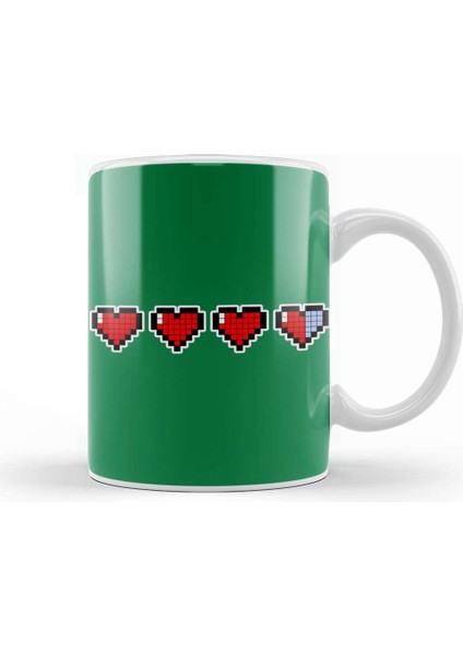 Pixel Hearts Video Game Kupa Bardak Porselen