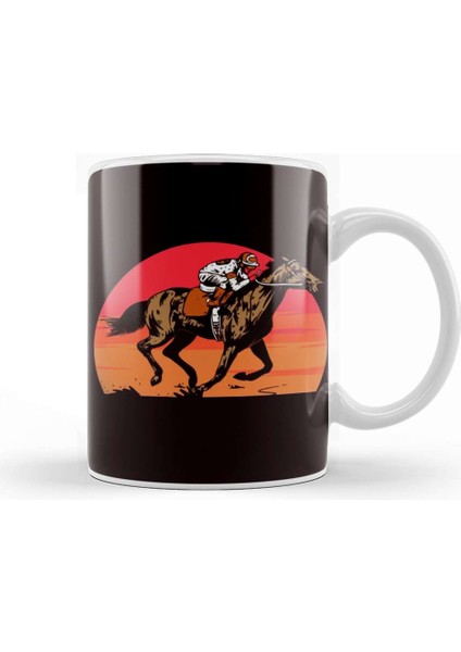 Horse Riding Racing Equestrian Sport Saddle Rider Horses Fan Kupa Bardak Porselen