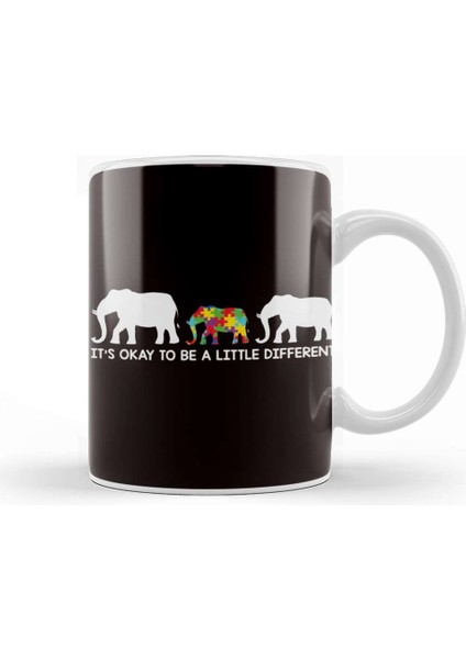 Okay Be Little Different Autism Awareness Elephant Autistic Kupa Bardak Porselen