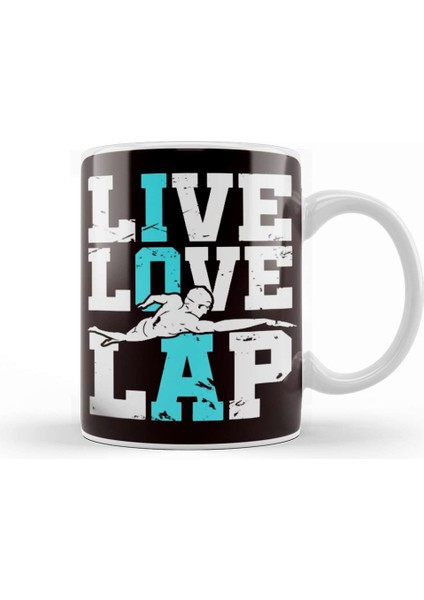 Live Swimming Pool Lap Love Swim Water Sports Swimmer Coach Kupa Bardak Porselen