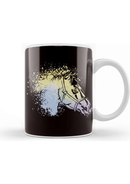 Horse Head Abstract Horses Riding Equestrian Sport Saddle Kupa Bardak Porselen