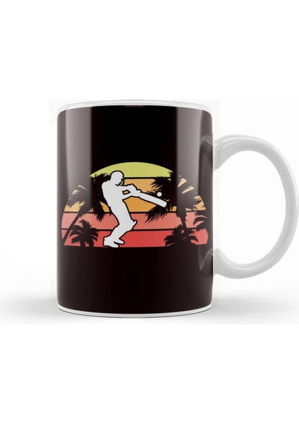 Cricket Player Island Cricketer Beach Summer Pitch Kupa Bardak Porselen