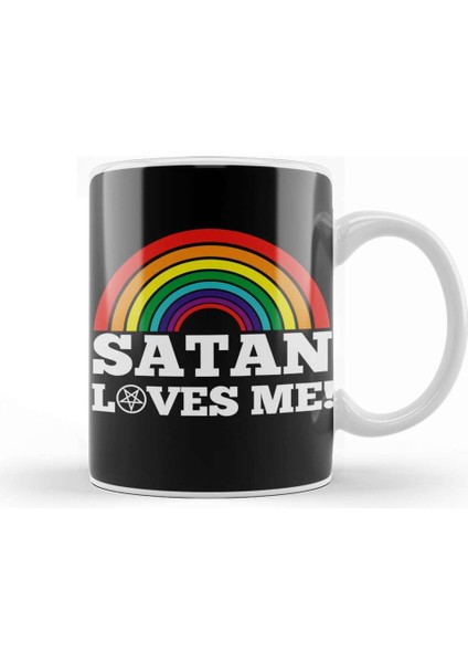 Funny Satanic Satan Loves Me Lucifer Gift Idea Kupa Bardak Porselen