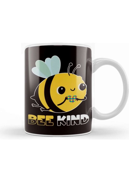 Bee Kind Autism Awareness Autistic Puzzle Health Support Kupa Bardak Porselen