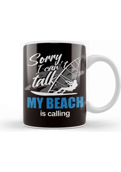 Beach Windsurfing Ocean Wave Windsurfer Sailboarding Surfing Kupa Bardak Porselen