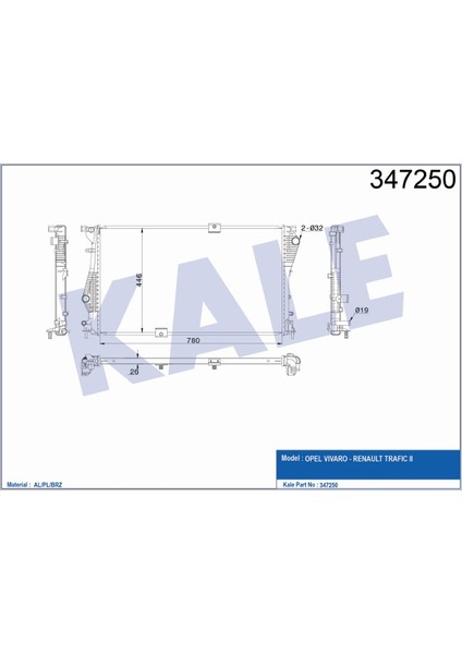 Radyatör Trafic 2 Vivaro 2.0dci 06+ 214109682R 347250