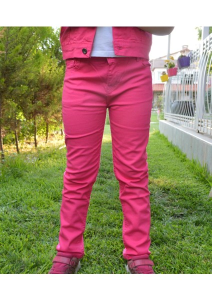 Fuşya Yelek-Pantalon Keten Takım