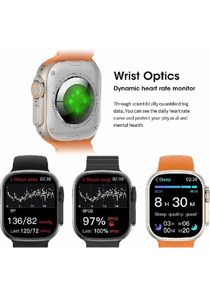 Microwear Series U9 Ultra Çift Kordon 49MM Kordon Kilitli/vidalı/nfc/gps/pusula/siri Destekli Akıllı Saat