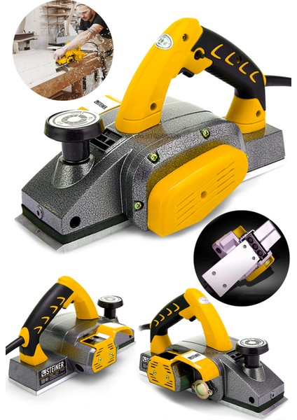 Alman Titan 4200 Watt Motor Korumalı Bakır Sargılı Metal Şanzuman Çift Bıçaklı Planya Rende Makinesi