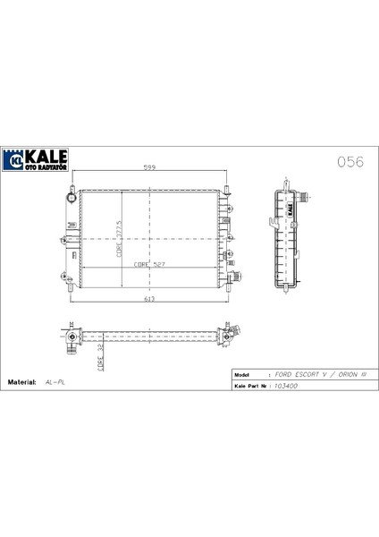Radyatör Ford Escort cl 2 Sıra Al+Pl Sistem