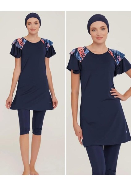 Akbahar 8086 Kısa Kol Lycralı Dijital Desen Tesettür Havuz Mayo fiyatları