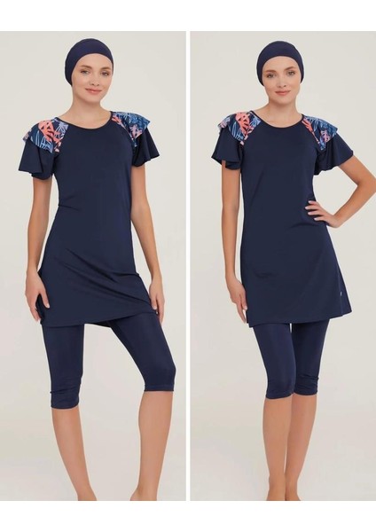 Akbahar 8086 Kısa Kol Lycralı Dijital Desen Tesettür Havuz Mayo fırsatları