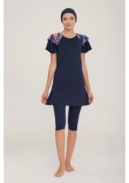 Akbahar 8086 Kısa Kol Lycralı Dijital Desen Tesettür Havuz Mayo indirimleri