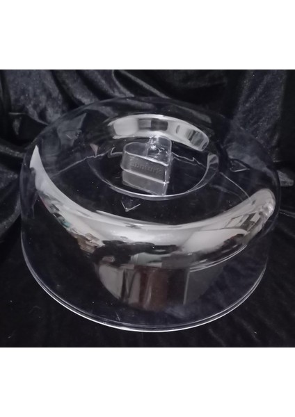 Pasta Kek Tabağı İçin Şeffaf Fanus Kapak Kırılmaya Dayanıklı Plastik 26 cm