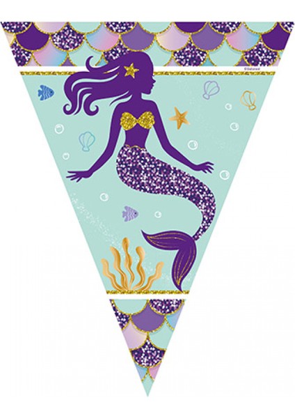 Deniz Kızı Pırıltılı Üçgen Flama Bayrak
