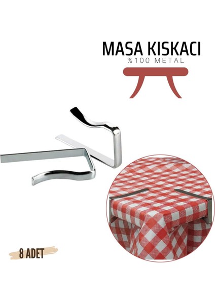 Masa Örtüsü Klipsi - Metal Masa Kelepçesi Masa Örtüsü Sabitleyici 8 ADET 718254