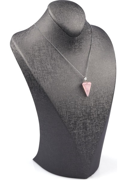 Pembe Kuvars Doğal Taş Kolye