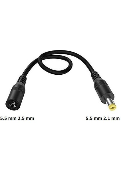 Adaptör Uç Çevirici Kablolu 5.5 mm 2.5 mm 5.5 mm 2.1 mm Adaptör Çevirici Kablo