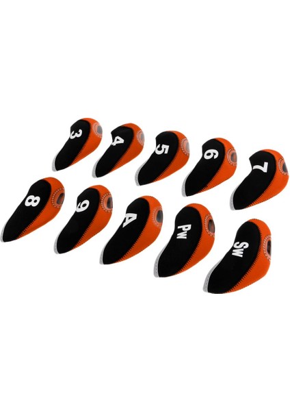 10 Adet Neopren Golf Kulübü Başkanı Kama Demir Koruyucu Kapak Kapakları Iki-Siyah + Turuncu (Yurt Dışından)