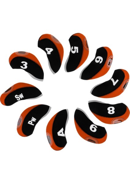 10 Adet Neopren Golf Kulübü Başkanı Kama Demir Koruyucu Kapak Kapakları Iki-Siyah + Turuncu (Yurt Dışından) fiyatları