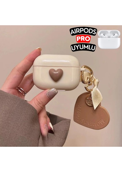 Airpods Pro Uyumlu Kahverengi Kalpli Koruyucu Kılıf, Darbeye Dayanıklı Kopçalı Silikon Kılıf