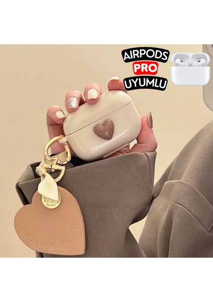 Airpods Pro Uyumlu Kahverengi Kalpli Koruyucu Kılıf, Darbeye Dayanıklı Kopçalı Silikon Kılıf