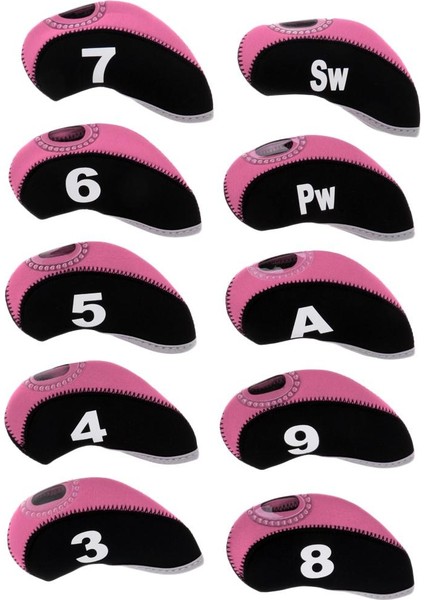 10PCS Neopren Golf Kulübü Kafa Kaplar Kama Demir Koruyucu Kapak Iki- (Yurt Dışından) indirimleri