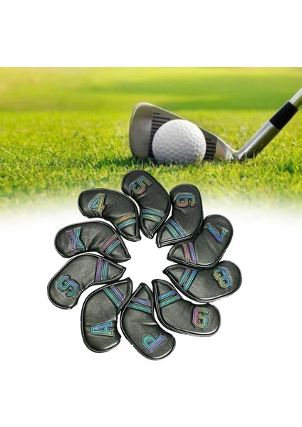 10X Golf Demir Headcovers Guard Seti Golf Kulübü Kafa Kapakları Numarası Işlemeli Siyah (Yurt Dışından) indirimleri