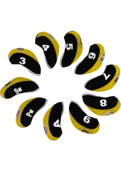 10 Adet Neopren Golf Kulübü Başkanı Kama Demir Koruyucu Kapak Kapakları Iki-Siyah + Sarı (Yurt Dışından) fiyatları