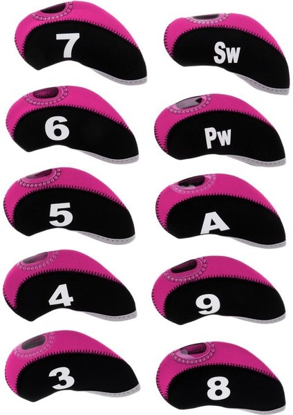 10PCS Neopren Golf Kulübü Kafa Kaplar Kama Demir Koruyucu Kapak Iki- (Yurt Dışından) indirimleri