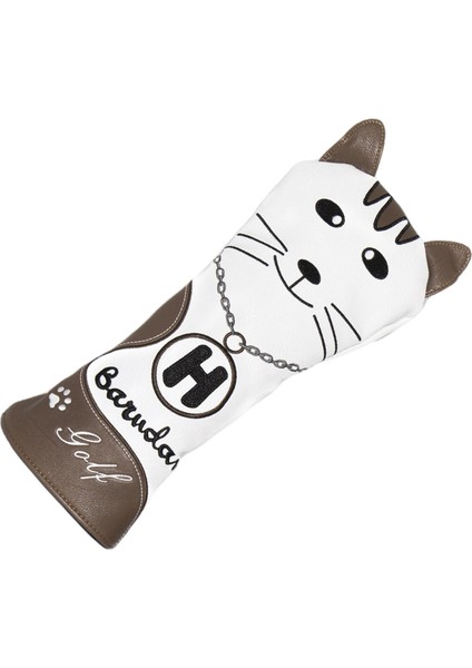Pu Deri Golf Kulübü Kafa Kapağı ile No. Tag Su Geçirmez Golf Ahşap Headcovers Kahve Beyaz S (Yurt Dışından)