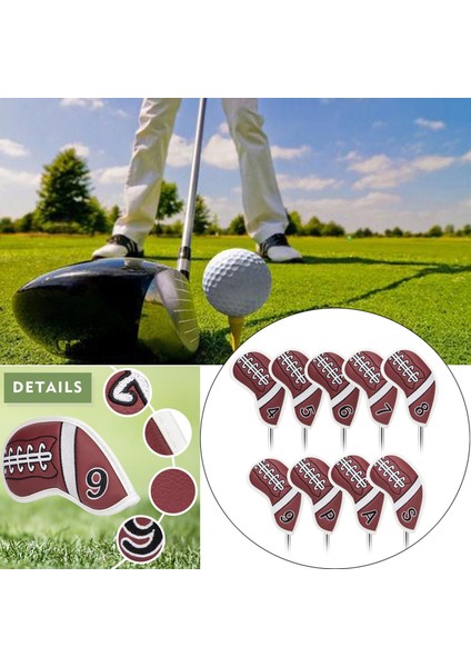 9pc Golf Demir Headsovers Su Geçirmez Pu Golf Kulübü Evrensel Uzun Boynu Kapsar (Yurt Dışından) modelleri