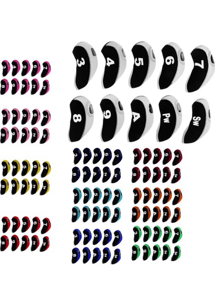 10 Adet Iki Neopren Golf Kulübü Demir Kafa Kapakları Golf Aksesuarlarını Koruyun (Yurt Dışından) fırsatları