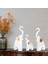 3x Yaratıcı Fil Heykelleri Reçine Hayvan Model Heykeli Ev Dekoru Beyaz (Yurt Dışından) 5