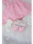 Patik Bandana Çorap Külot Kız Bayramlık Elbise Kutulu 5'li Set Pembe 11727 3