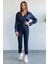 Kadın Pensli Ofis Pantolon QNS047 - Lacivert 1