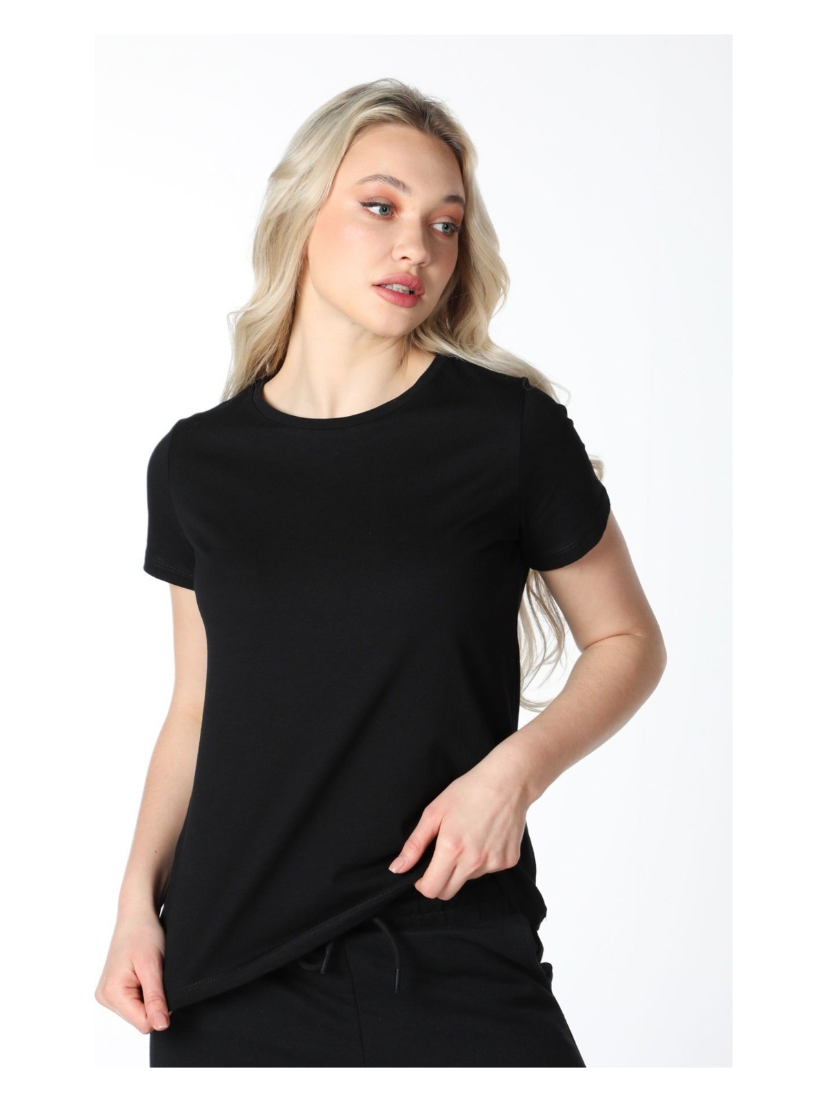 Defy's Kadın Bisiklet Yaka Kısa Kollu Regular Fit Basic Tişört Beyaz - Görsel 4