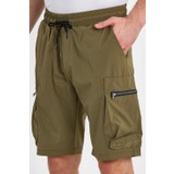 Genıus Store Erkek Şort Fermuarlı Spor Likra Outdoor Bermuda Cepli Şort