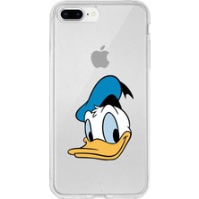 Printify Apple iPhone 7 Plus Uyumlu Kapak Donald Duck Tasarımlı Şeffaf Silikon Kılıf