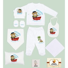 Bk Kids Kişiye Özel 10 Parça Beyaz Hastane Çıkışı Battaniye ve Yastık Hediye Seti, Yeni Doğan Bebek Giyim Hediyesi