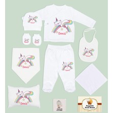 Bk Kids Kişiye Özel 10 Parça Beyaz Hastane Çıkışı Battaniye ve Yastık Hediye Seti, Yeni Doğan Bebek Giyim Hediyesi-19