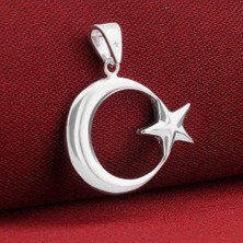 Takılingo 925 Ayar Gümüş Çift Taraflı Ayyıldız Model Erkek Kolye Ucu