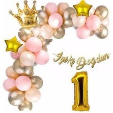 Çıtı Pıtı Store Doğum Günü 1 Yaş Balon Seti Pembe Gold