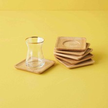 Balsa Bambu Lüx 6 Adet Kare Çay Tabağı 10,5cm