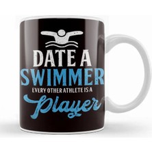 Funny Date Swimmer Athlete Player Swimming Pool Swim Coach Kupa Bardak Porselen